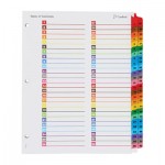 Cardinal OneStep Printable Table of Contents and Dividers - Double Column, 52-Tab, 1 to 52, 11 x 8.5, White