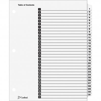 Cardinal OneStep Printable Table of Contents Dividers 60113CB