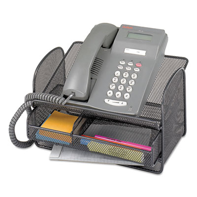 Safco Onyx Angled Mesh Steel Telephone Stand, 11 3/4 x 9 1/4 x 7, Black SAF2160BL