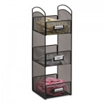 Onyx Breakroom Organizers, 3 Compartments, 6 x 6 x 18, Steel Mesh, Black SAF3290BL