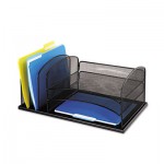 Safco Onyx Desk Organizer with Three Horizontal and Three Upright Sections, Letter Size Files, 19.5" x 11.5" x