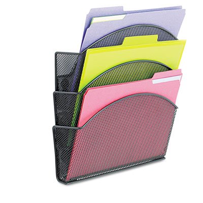 Safco Onyx Magnetic Mesh Panel Accessories, 3 File Pocket, 13 x 4 1/3 x 13 1/2. Black SAF4175BL