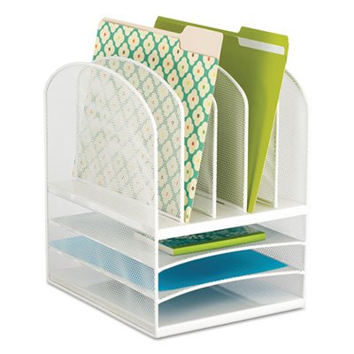 Onyx Mesh Desk Organizer, Eight Sections, 11 1/2 x 9 1/2 x 13, White SAF3266WH