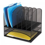 Safco Onyx Mesh Desk Organizer with Two Horizontal and Six Upright Sections, Letter Size Files, 13.25" x 11.5