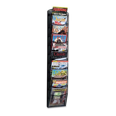 Safco Onyx Mesh Literature Rack, Ten Compartments, 10-1/4w x 3-1/2d x 50-3/4h, Black SAF5579BL