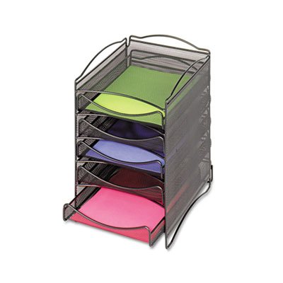 Safco Onyx Stackable Literature Organizer, Five-Drawer, Black SAF9432BL