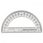 CLI Open Center Protractor, Plastic, 6" Ruler Edge, Clear, Dozen LEO77106