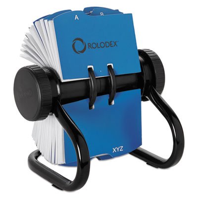 Rolodex Open Rotary Business Card File w/24 Guides, Black ROL67236