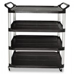 Rubbermaid Commercial FG409600BLA Open Sided Utility Cart, Four-Shelf, 40.63w x 20d x 51h, Black RCP409600BLA