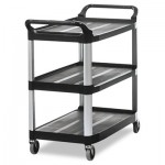 Open Sided Utility Cart, Three-Shelf, 40-5/8w x 20d x 37-13/16h, Black RCP409100BLA