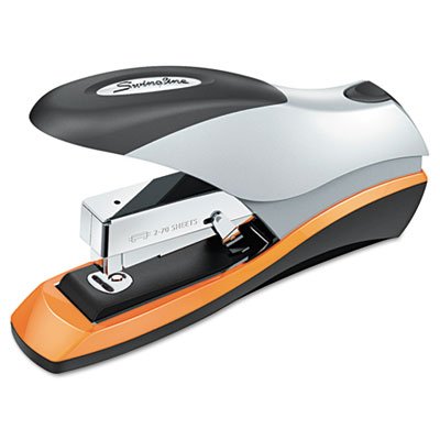 Swingline Optima Desktop Staplers, Half Strip, 70-Sheet Capacity, Silver/Black/Orange SWI87875