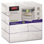 Rubbermaid Optimizers Four-Way Organizer with Drawers, Plastic, 10 x 13 1/4 x 13 1/4, Clear RUB94600ROS
