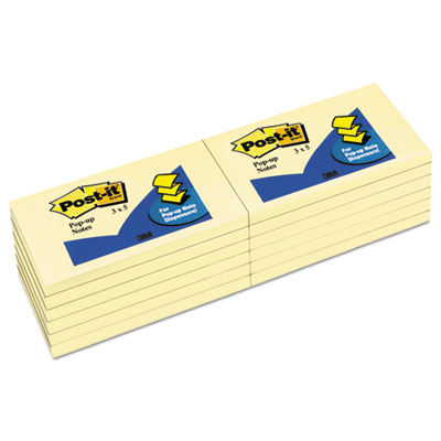 Post-it Pop-up Notes R350-YW Original Canary Yellow Pop-Up Refill, 3 x 5, 12/Pack MMMR350YW
