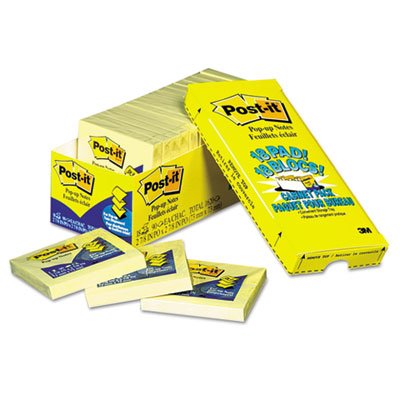 Post-It Pop-Up Notes Original Canary Yellow Pop-Up Refill Cabinet Pack, 3 x 3, 90/Pad, 18 Pads