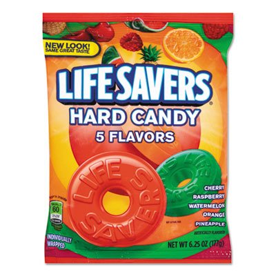 Original Five Flavors Hard Candy, Individually Wrapped, 6.25oz Bag LFS88501