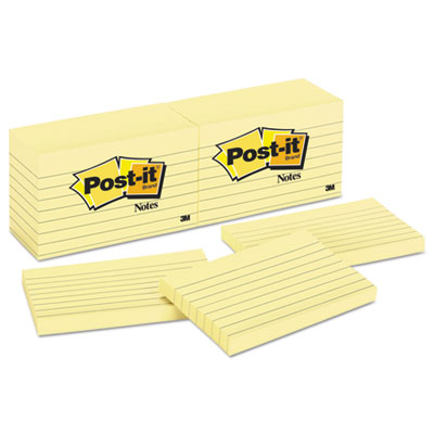 Post-it Notes 635 Original Pads in Canary Yellow, 3 x 5, Lined, 100-Sheet, 12/Pack MMM635YW