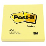 Post-it Notes 654 Original Pads in Canary Yellow, 3 x 3, 100-Sheet, 12/Pack MMM654YW
