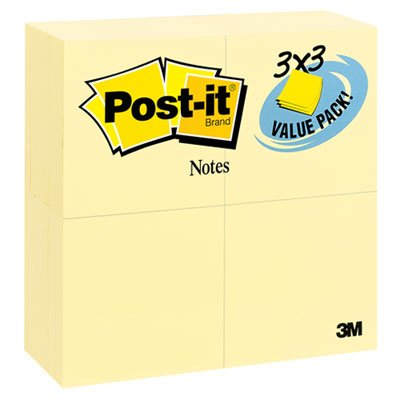 Post-It Notes 65424VADB Original Pads in Canary Yellow, 3 x 3, 90/Pad, 24 Pads/Pack MMM65424VADB