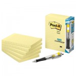 Post-It Notes Original Pads in Canary Yellow, 4 x 6, Lined, 100/Pad, 5 Pads/Pack MMM6605PK