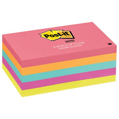 Post-It Notes 6555PK Original Pads in Cape Town Colors, 3 x 5, 100/Pad, 5 Pads/Pack MMM6555PK