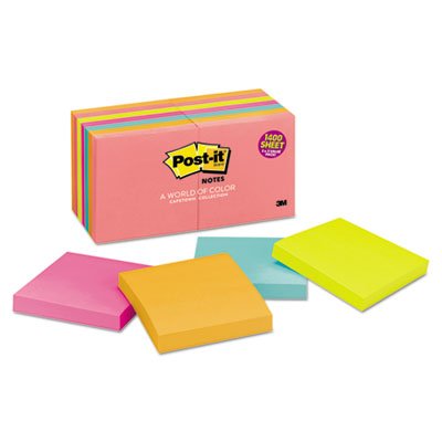 Post-It Notes 65414AN Original Pads in Cape Town Colors, 3 x 3, 100/Pad, 14 Pads/Pack MMM65414AN