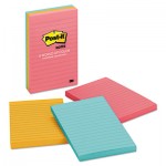 Post-It Notes 6603AN Original Pads in Cape Town Colors, 4 x 6, Lined, 100/Pad, 3 Pads/Pack MMM6603AN