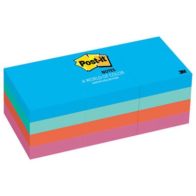 Post-It Notes 653AU Original Pads in Jaipur Colors, 1-1/2 x 2, 100/Pad, 12 Pads/Pack MMM653AU