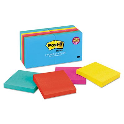 Post-It Notes 65414AU Original Pads in Jaipur Colors, 3 x 3, 100/Pad, 14 Pads/Pack MMM65414AU