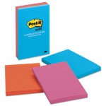 Post-It Notes 6603AU Original Pads in Jaipur Colors, 4 x 6, Lined, 100/Pad, 3 Pads/Pack MMM6603AU
