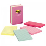 Post-It Notes 6605PKAST Original Pads in Marseille Colors, 4 x 6, Lined, 100/Pad, 5 Pads/Pack MMM6605PKAST