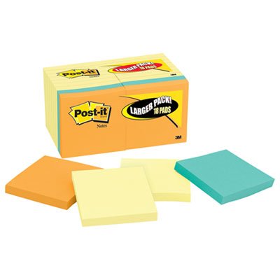 Post-It Notes Original Pads Value Pack, 3 x 3, Canary Yellow/Cape Town, 100/Pad, 18 Pads/Pack MMM654144B