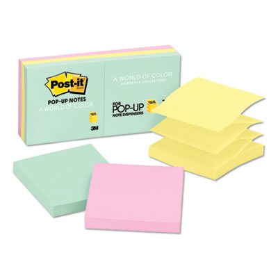 Post-it Pop-up Notes R330-AP Original Pop-up Refill, 3 x 3, Assorted Marseille Colors, 100-Sheet, 6