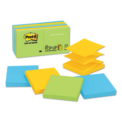 Post-it Pop-up Notes R330-12AU Original Pop-up Refill, 3 x 3, Assorted Jaipur Colors, 100-Sheet, 12