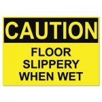 OSHA Safety Signs, CAUTION SLIPPERY WHEN WET, Yellow/Black, 10 x 14 USS5494