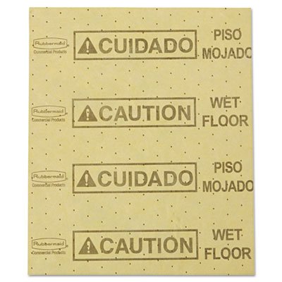 RCP 4252 YEL Over-the-Spill Pad, "Caution Wet Floor", Yellow, 16 1/2" x 20", 25 Sheets/Pad RCP4252YEL