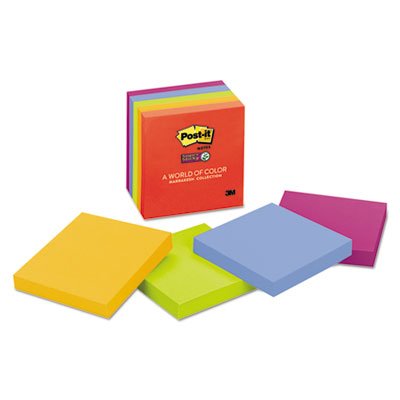 Post-It Notes Super Sticky 6545SSAN Pads in Marrakesh Colors, 3 x 3, 90/Pad, 5 Pads/Pack MMM6545SSAN