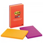Post-It Notes Super Sticky 6603SSAN Pads in Marrakesh Colors, 4 x 6, Lined, 90/Pad, 3 Pads/Pack MMM6603SSAN
