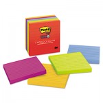 Post-It Notes Super Sticky 6756SSAN Pads in Marrakesh Colors, 4 x 4, Lined, 90/Pad, 6 Pads/Pack MMM6756SSAN