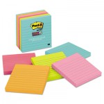 Post-it Notes Super Sticky 675-6SSMIA Pads in Miami Colors, Lined, 4 x 4, 90/Pad, 6 Pads/Pack
