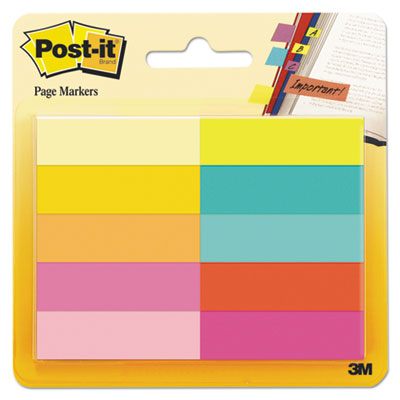 Post-it Page Flag Markers, Assorted Bright Colors, 50 Sheets/Pad, 10 Pads/Pack MMM67010AB