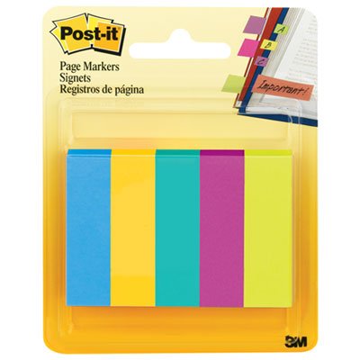 Post-It 6705AU Page Flag Markers, Assorted Colors,100 Flags/Pad, 5 Pads/Pack MMM6705AU