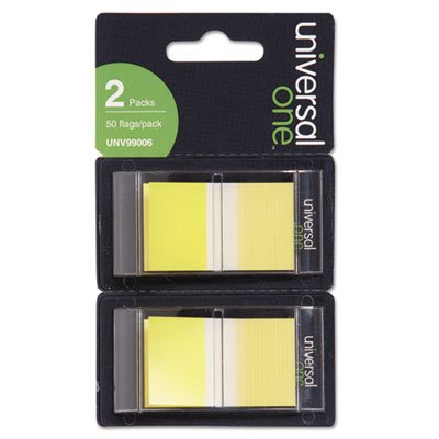 UNV99006 Page Flags, Yellow, 50 Flags/Dispenser, 2 Dispensers/Pack UNV99006