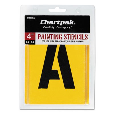 Chartpak Painting Stencil Set, A-Z Set/0-9, Manila, 35/Set CHA01565