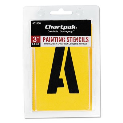 Chartpak Painting Stencil Set, A-Z Set/0-9, Manila, 35/Set CHA01560