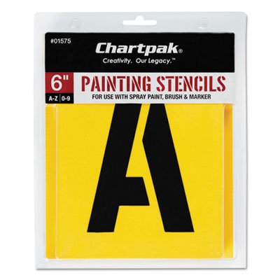 Chartpak Painting Stencil Set, A-Z Set/0-9, Manila, 35/Set CHA01575
