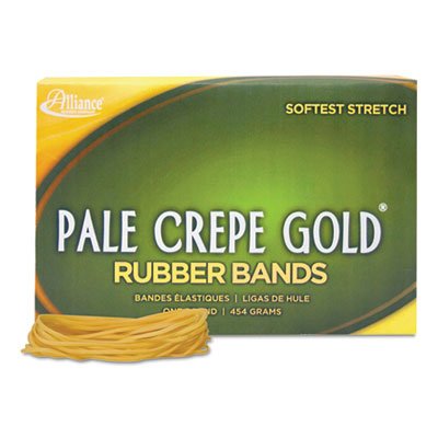 Alliance Pale Crepe Gold Rubber Bands, Sz. 19, 3-1/2 x 1/16, 1lb Box ALL20195