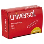 UNV72210 Paper Clips, Smooth Finish, No. 1, Silver, 1000/Pack UNV72210
