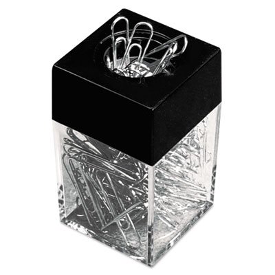 UNV72211 Paper Clips w/Magnetic Dispenser, Wire, 1 3/8", Silver, 12/100 Carton Boxes UNV72211