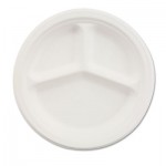 Chinet HUH21204CT Paper Dinnerware, 3-Comp Plate, 10 1/4" dia, White, 500/Carton HUH21204CT