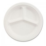 Chinet HUH21228 Paper Dinnerware, 3-Comp Plate, 9 1/4" dia, White, 500/Carton HUH21228